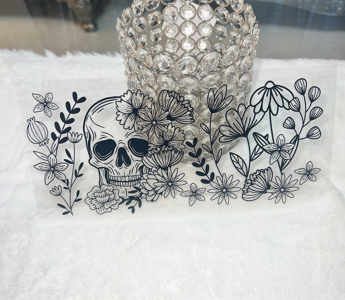 Floral Skull flowers 16oz cup wrap Ready to apply #237