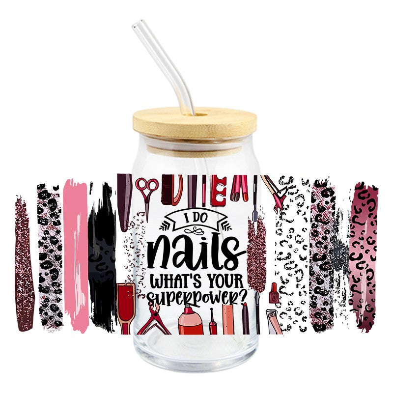 I do Nails Superpower Nail tech 16oz Libbey Glass Can Ready to apply | UVDTF