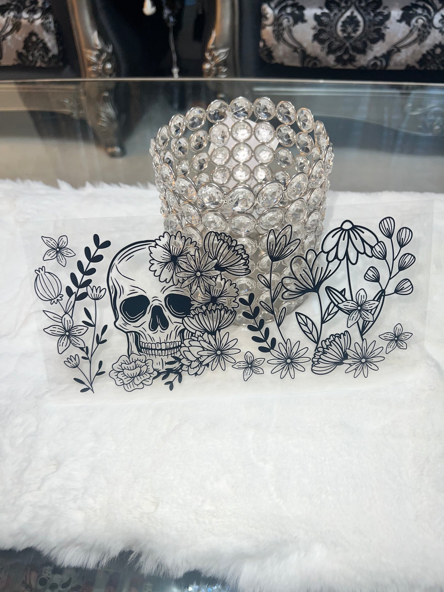 Floral Skull flowers 16oz cup wrap Ready to apply #237
