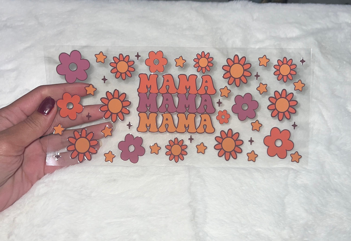 Retro Mom Floral Mama mom flower 16oz Libbey Glass Can Ready to apply | UVDTF #71