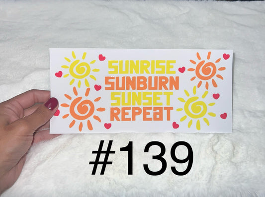 Sunrise Sunburn Sunset Repeat 16oz Libbey Glass Can Ready to apply | UVDTF #139