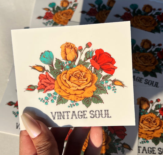 Vintage Soul Floral roses 4” UVDTF Decal