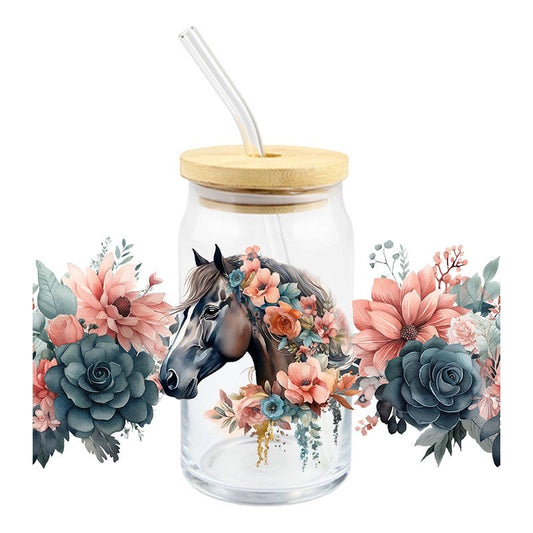 Horses Horse 16oz Libbey Glass Can UVDTF #182