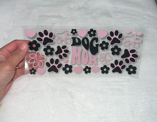 Dog mom paws flowers 16oz UVDTF cup wrap A7