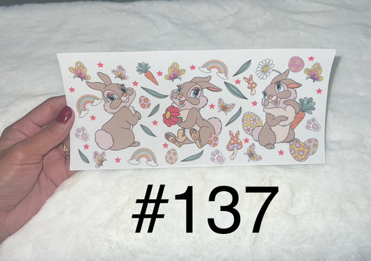 Rabbit Bunny floral 16oz UVDTF cup wrap  #137