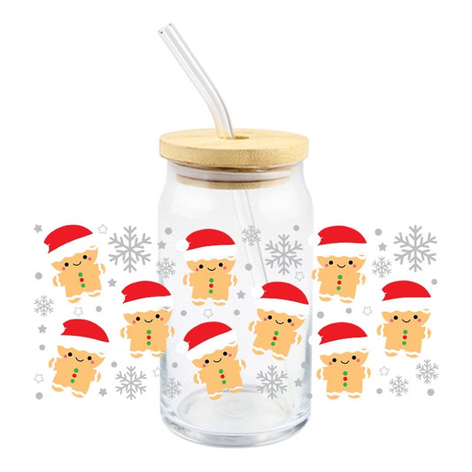 Christmas Holiday 16oz Libbey Glass Can UVDTF