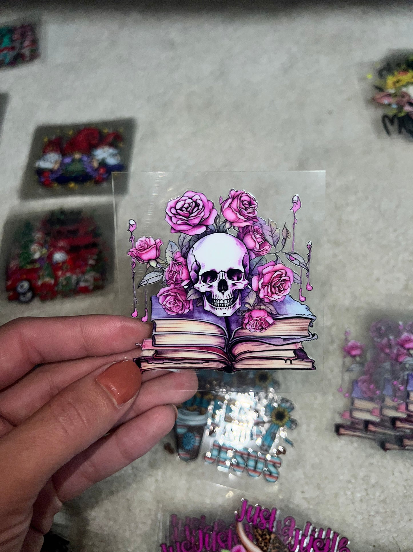 Floral books skull 2.75” Decal UVDTF