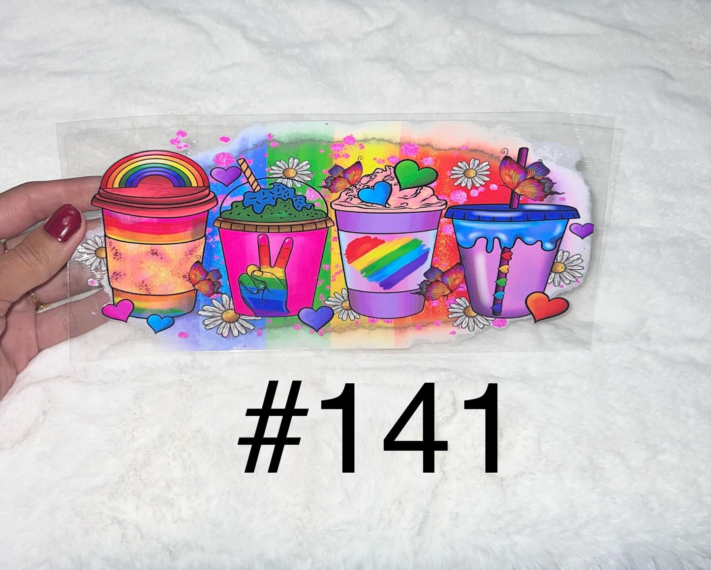 Rainbow colorful coffee cups  16oz UVDTF cup wrap #141