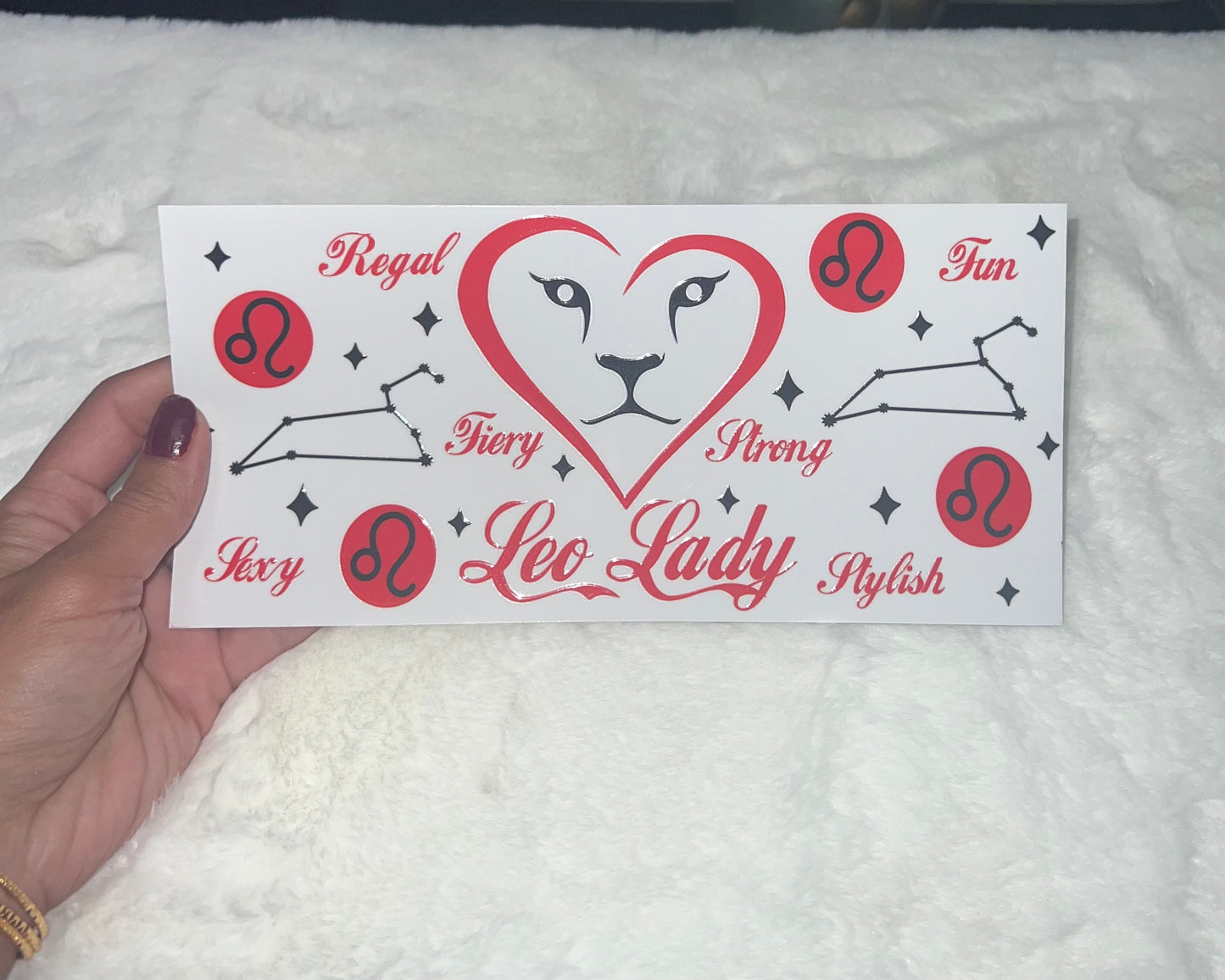 Leo Lady heart 16oz Libbey Glass Can Ready to apply | UVDTF #84