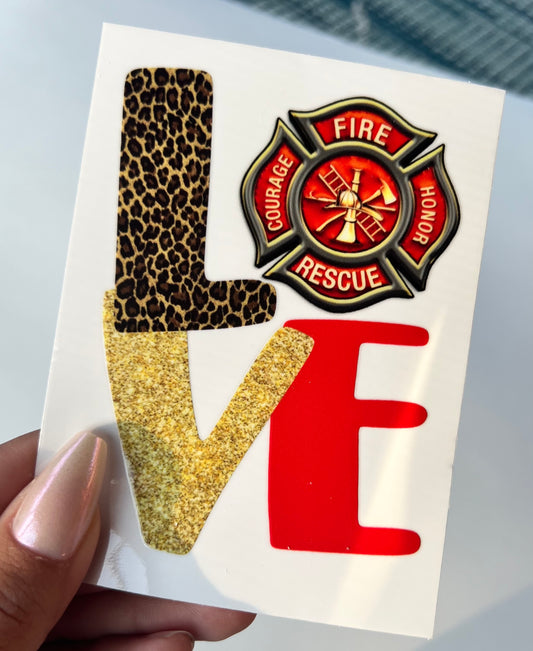 Love Fire Rescue 4” UVDTF Decal