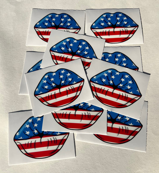 American USA lips flag 4” Decal