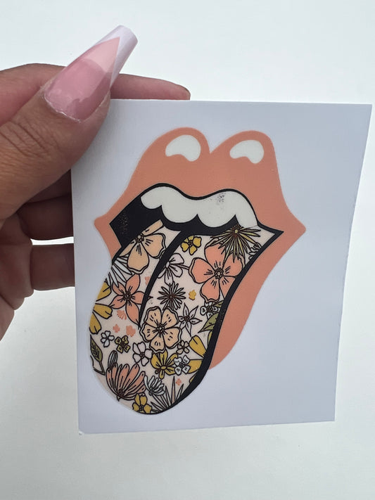 Lips Floral Tongue Flowers 4” UVDTF Decal