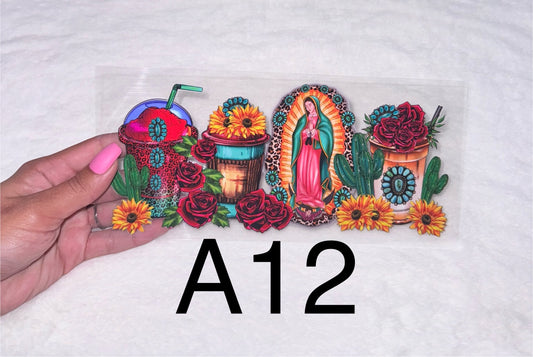 Floral Our Lady of Guadalupe roses 16oz UVDTF cup wrap  #A12