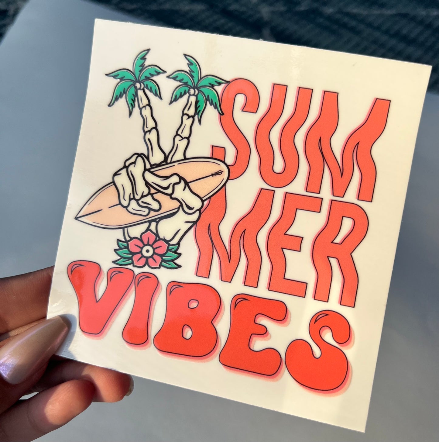 Summer Vibes Tropical palm tree 4” UVDTF Decal #2