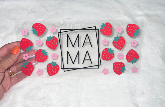 Mom Mama Strawberries Strawberry Floral Daisy  16 oz cup wrap UVDTF #54