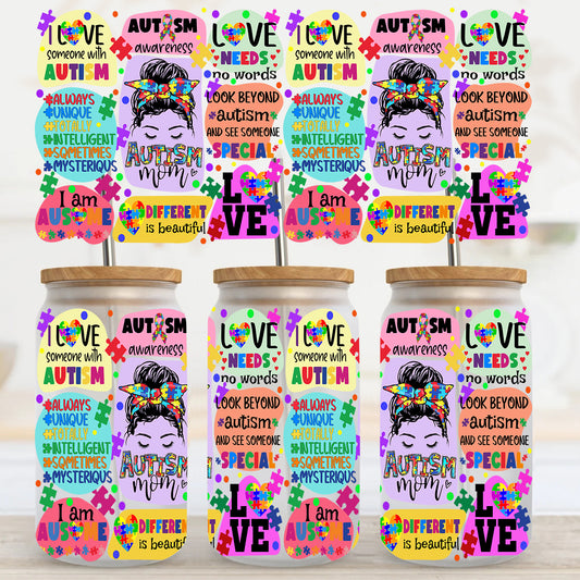 Autism mom Love 16oz UVDTF cup wrap