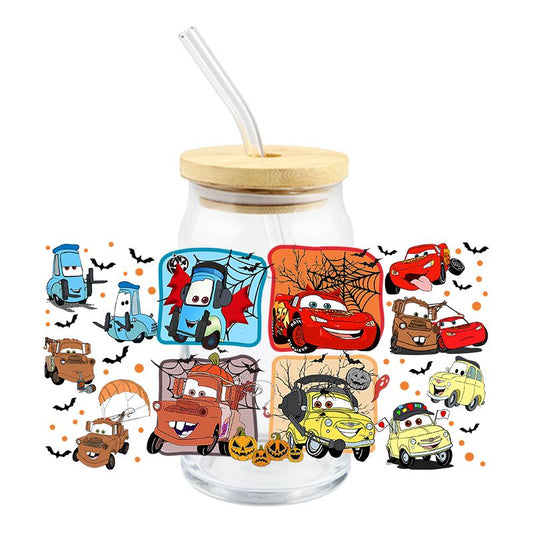 Spooky Halloween Kids Cars pumpkins 16oz cup wrap Ready to apply