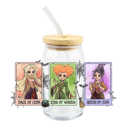 Sisters Tarot Cards 16oz Libbey Glass Can Ready to apply | UVDTF