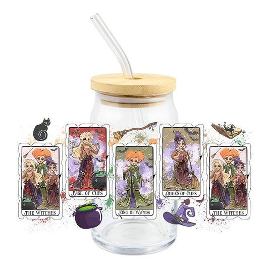 Sisters Tarot Cards 16oz Libbey Glass Can Ready to apply | UVDTF