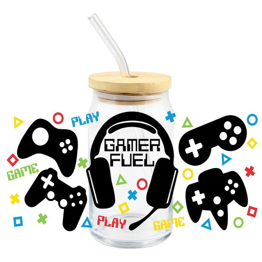 Gamer Fuel Game Play 16oz Libbey Glass Can Ready to apply | UVDTF A1