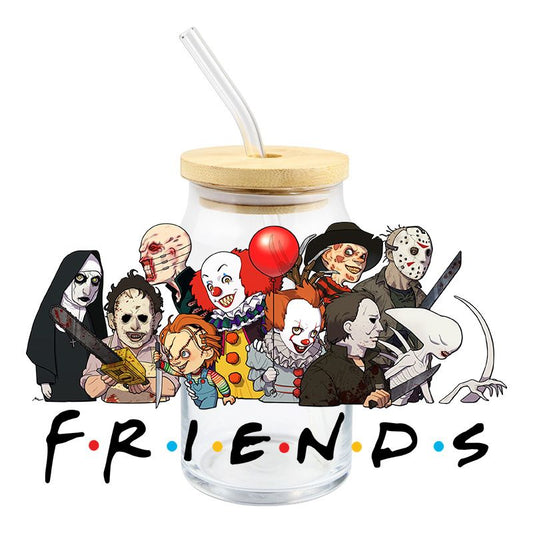 Halloween spooky Scary Horror Friends  16oz cup wrap Ready to apply