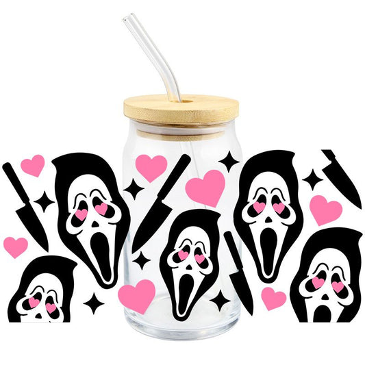 Halloween Scary Spooky Horror Colorful Ghostface Scream 16oz cup wrap Ready to apply