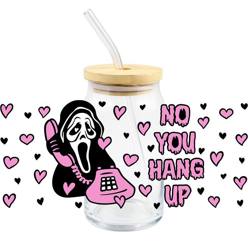 Halloween GhostFace Scream You hang up 16 oz Libbey Glass Can Ready to apply | UVDTF #238