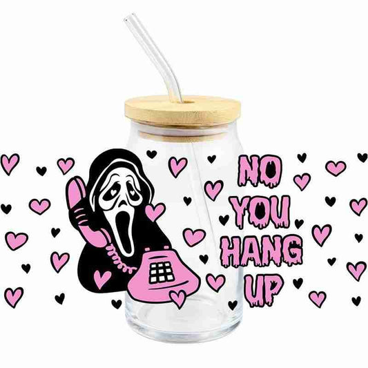 Halloween Pink Ghostface 16oz Libbey Glass Can Ready to apply | UVDTF