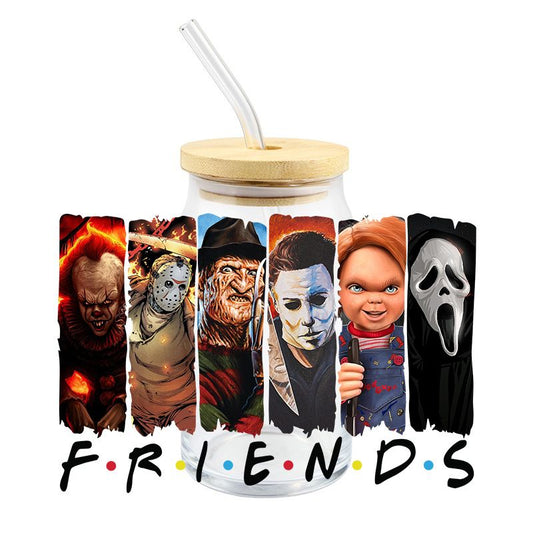 Halloween Scary Horror Characters 16oz cup wrap Ready to apply #H1