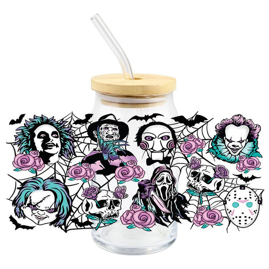 Halloween Scary Spooky Horror Characters NBC 16oz cup wrap Ready to apply #H4