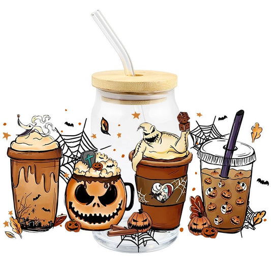 Halloween Spooky Horror Pumpkin NBC Coffee Cups 16oz cup wrap Ready to apply